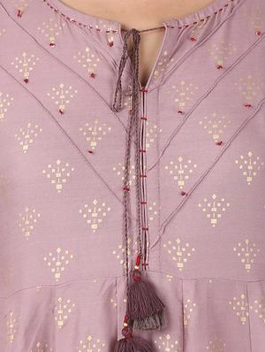purple rayon flared kurta - 17426557 - Standard Image - 4