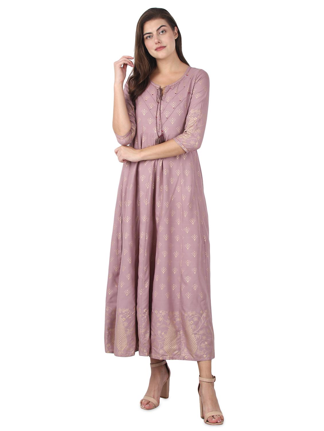 purple rayon flared kurta - 17426557 - Zoom Image - 1