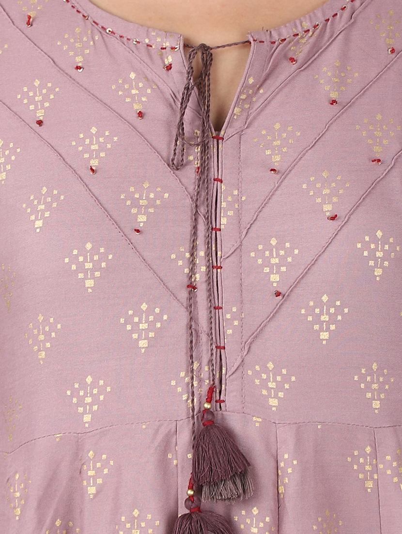 purple rayon flared kurta - 17426557 - Zoom Image - 4