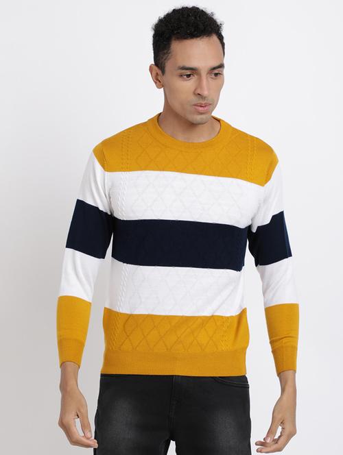 mustard color block acrylic pullover - 17426570 - Standard Image - 1