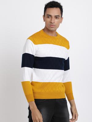 mustard color block acrylic pullover - 17426570 - Standard Image - 2