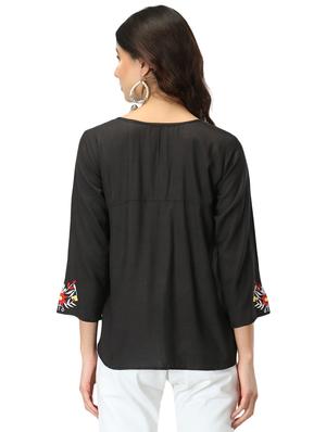 tie up neck embroidered top - 17426601 - Standard Image - 3