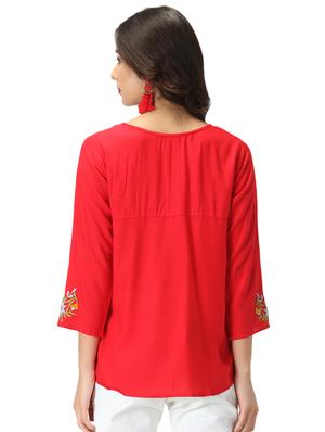 tie up neck embroidered top - 17426602 - Standard Image - 3
