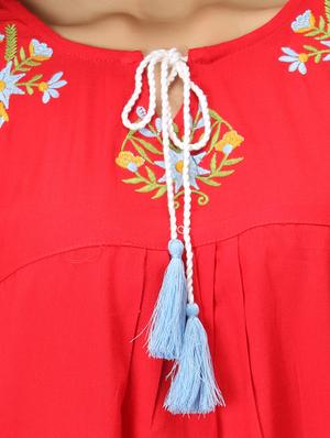 tie up neck embroidered top - 17426602 - Standard Image - 5