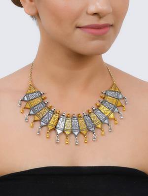 silver brass choker necklace - 17426611 - Standard Image - 3