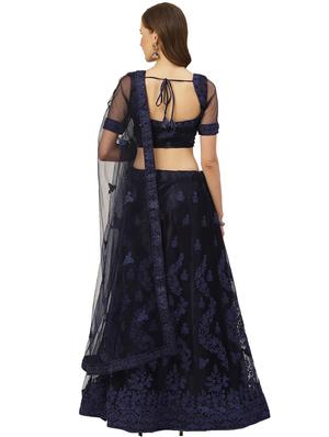 navy blue flared lehenga - 17426653 - Standard Image - 2