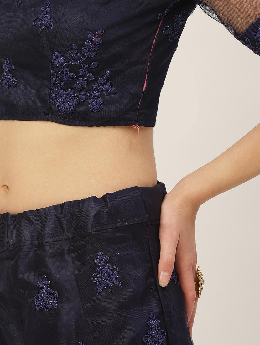 navy blue flared lehenga - 17426653 - Zoom Image - 3