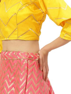 chevron flared lehenga - 17426661 - Standard Image - 3