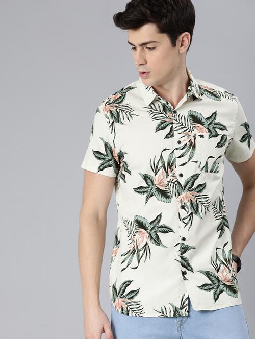 white floral print casual shirt - 17426704 - Standard Image - 1