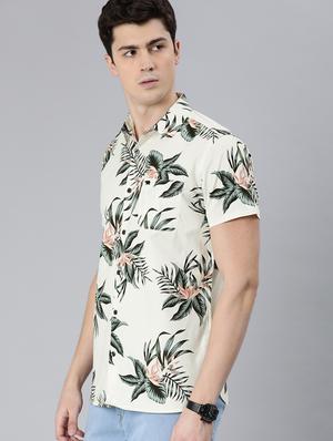 white floral print casual shirt - 17426704 - Standard Image - 2