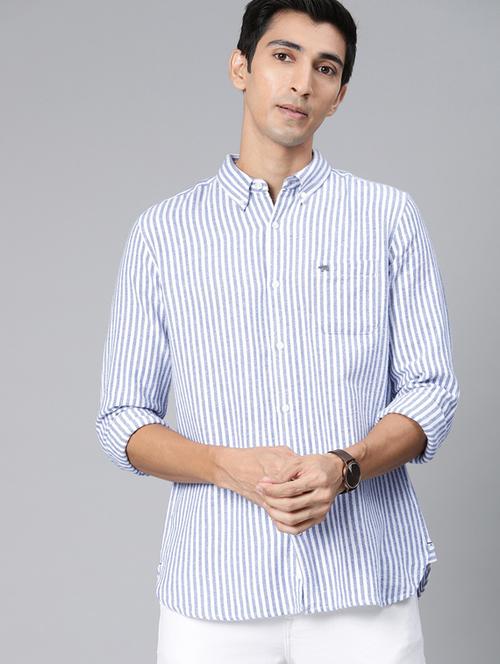 blue striped casual shirt - 17426730 - Standard Image - 1