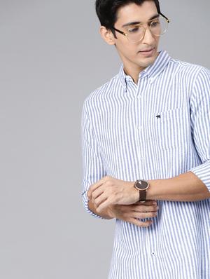 blue striped casual shirt - 17426730 - Standard Image - 2