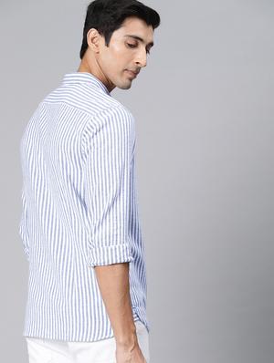 blue striped casual shirt - 17426730 - Standard Image - 3