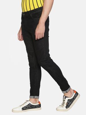 black plain biker denim jeans - 17426904 - Standard Image - 2