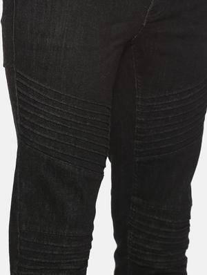 black plain biker denim jeans - 17426904 - Standard Image - 5
