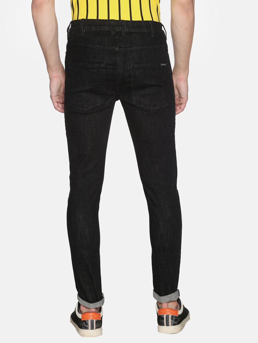 black plain biker denim jeans - 17426904 - Zoom Image - 3