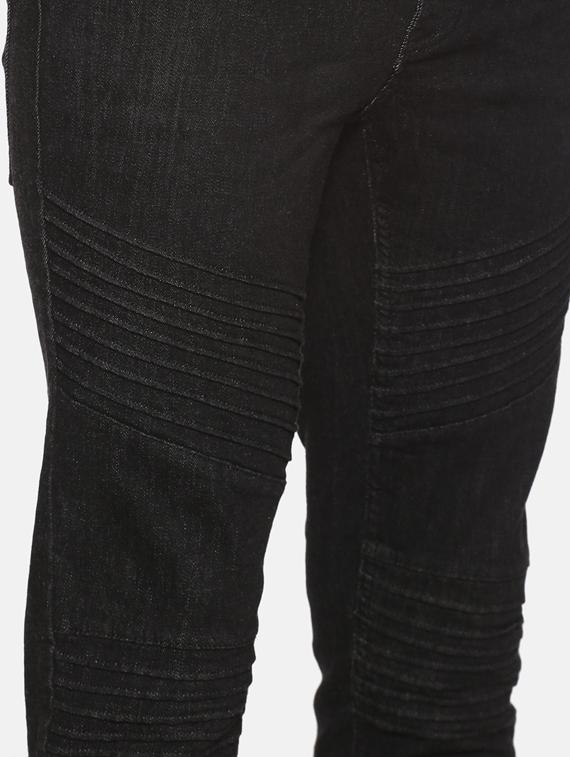 black plain biker denim jeans - 17426904 - Zoom Image - 5