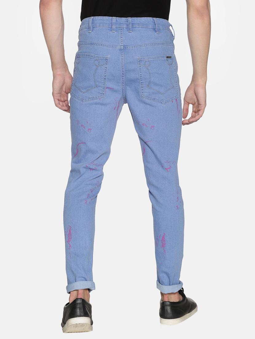 blue printed light washed distressed denim jeans - 17426908 - Zoom Image - 3