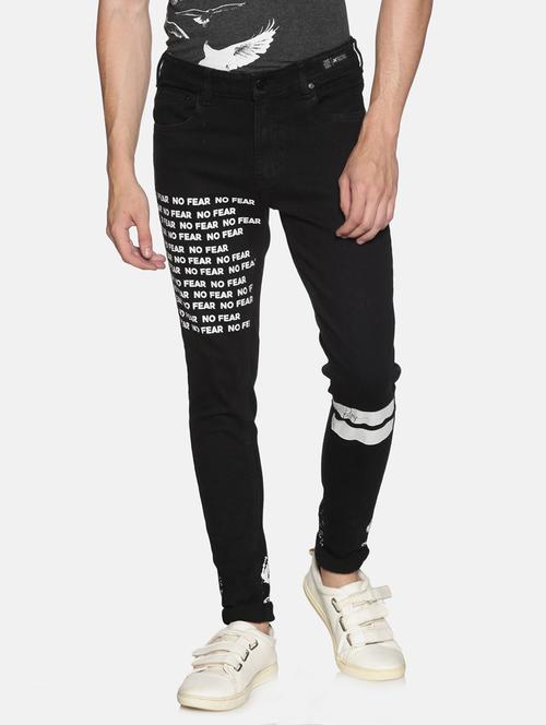 black printed denim jeans - 17426911 - Standard Image - 1
