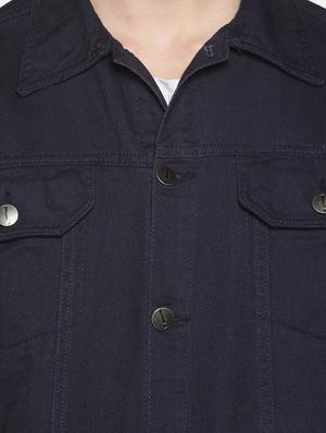 navy blue printed denim jacket - 17426915 - Standard Image - 5