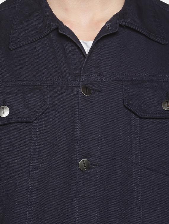 navy blue printed denim jacket - 17426915 - Zoom Image - 5