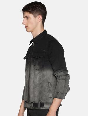 black printed washed denim jacket - 17426921 - Standard Image - 2