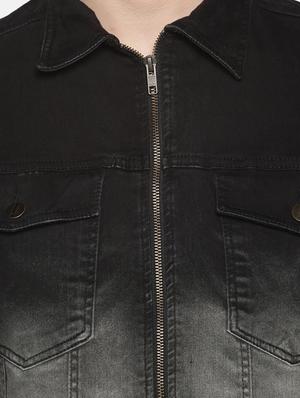 black printed washed denim jacket - 17426921 - Standard Image - 4