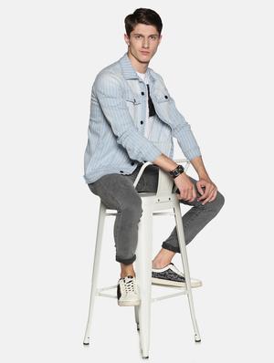 blue striped denim jacket - 17426924 - Standard Image - 4