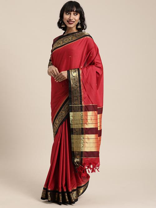 maroon paithani saree with blouse - 17426945 - Very Small Image - 1