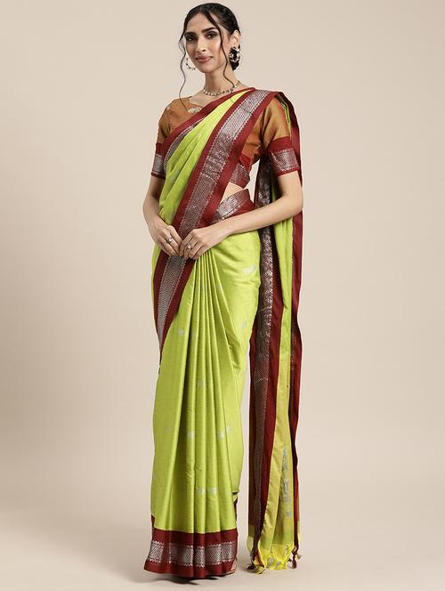 lime paithani saree with blouse - 17426954 - Very Small Image - 1