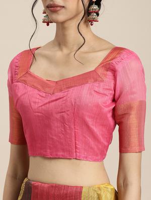 multi colored linen pochampalli saree with blouse - 17426985 - Standard Image - 3