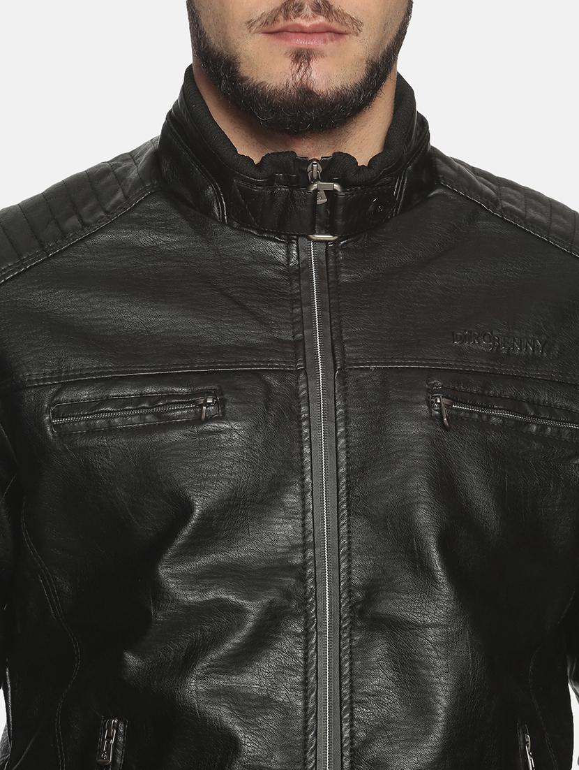 black solid pu biker jacket - 17427098 - Zoom Image - 5