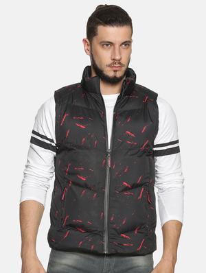 black printed quilted jacket - 17427104 - Standard Image - 2