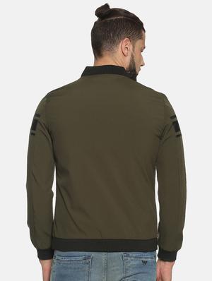 olive green solid bomber jacket - 17427109 - Standard Image - 3