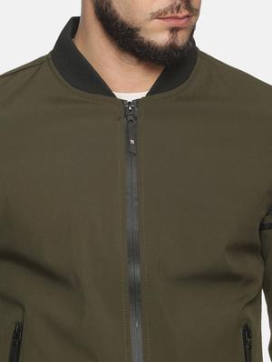 olive green solid bomber jacket - 17427109 - Standard Image - 5