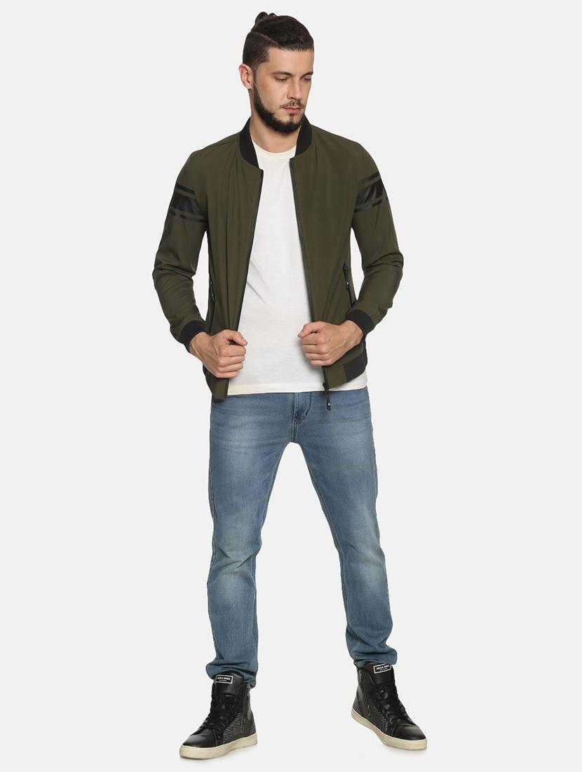 olive green solid bomber jacket - 17427109 - Zoom Image - 4