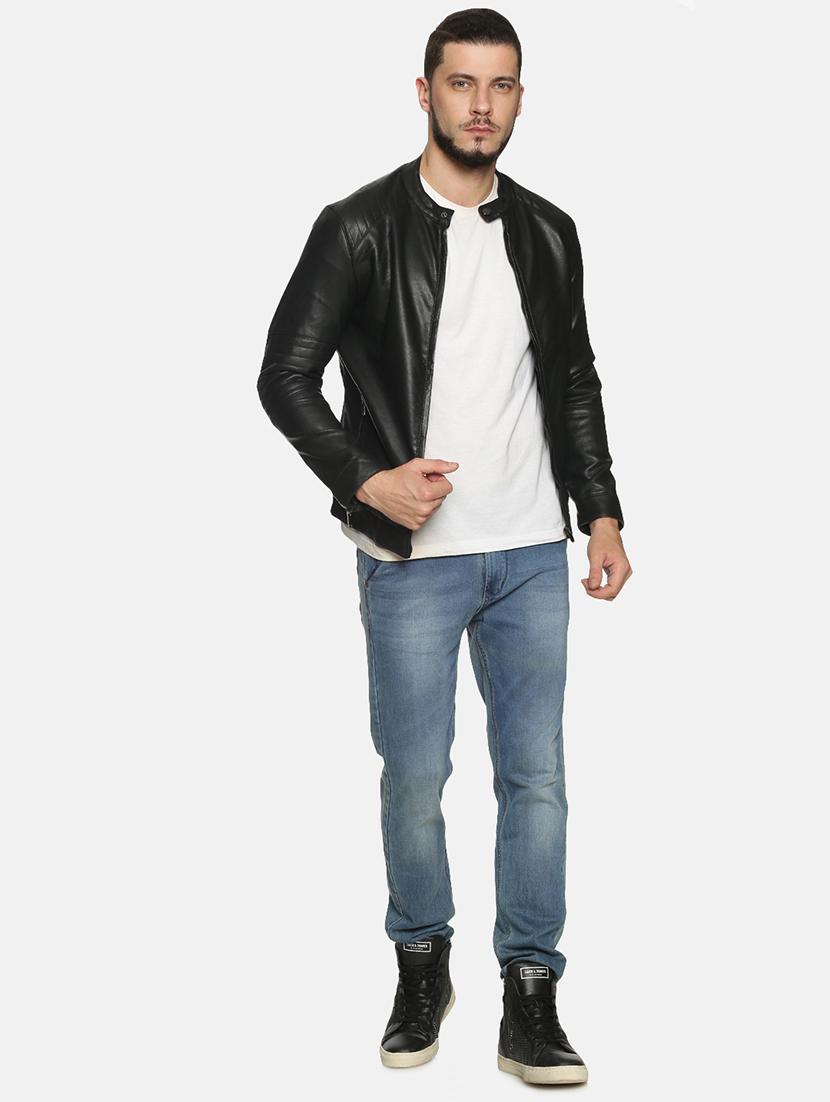 black solid pu biker jacket - 17427113 - Zoom Image - 4