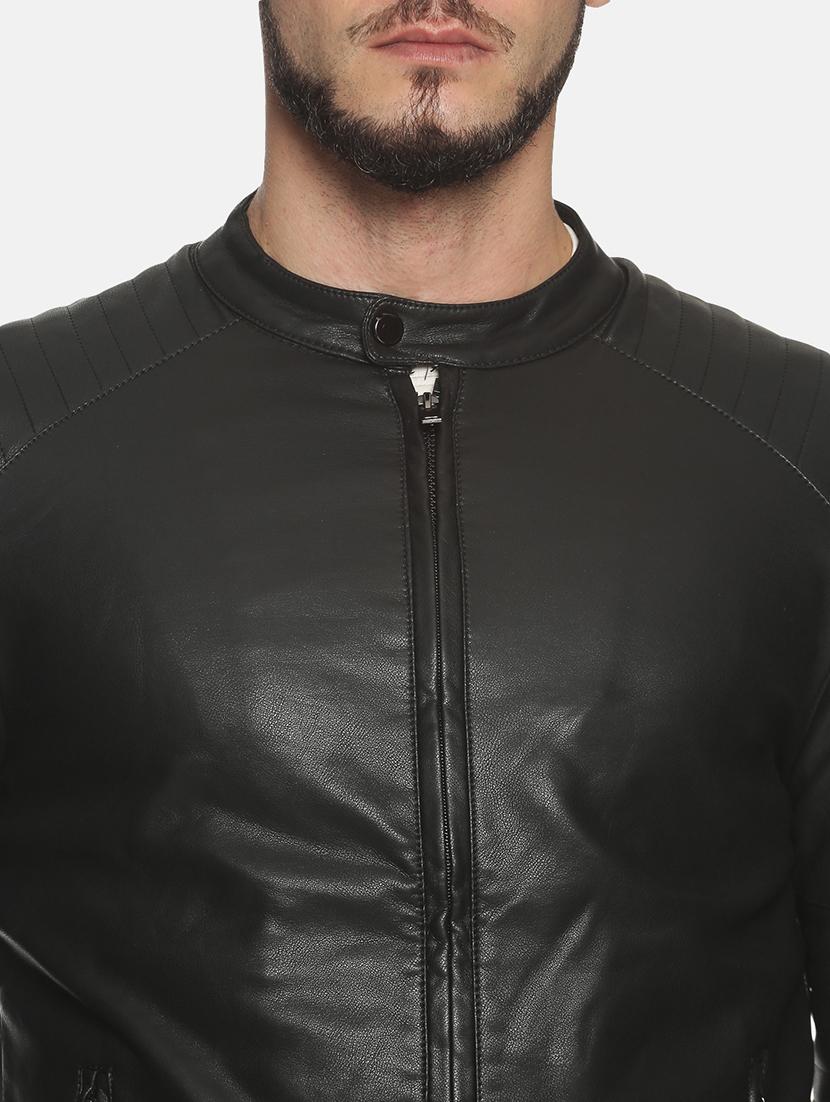 black solid pu biker jacket - 17427113 - Zoom Image - 5