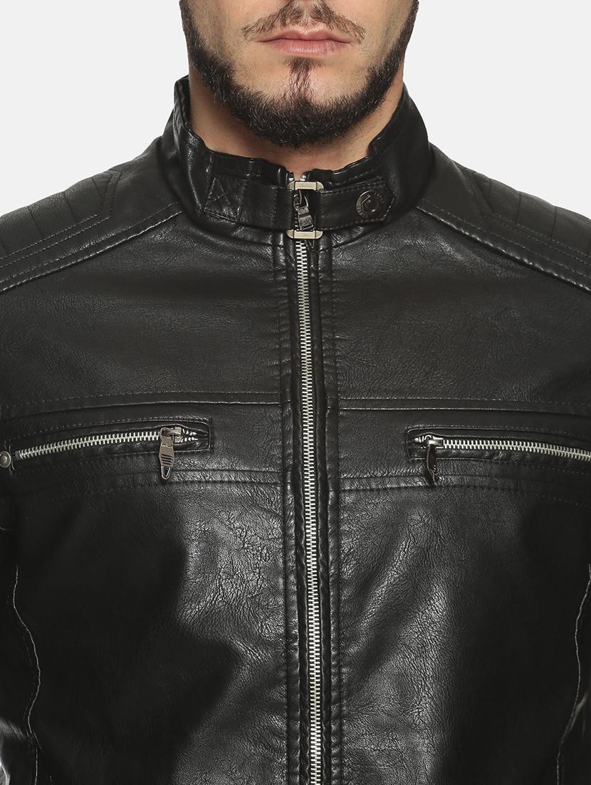 black solid pu biker jacket - 17427116 - Zoom Image - 5