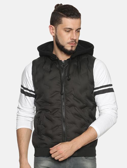 black solid quilted jacket - 17427137 - Standard Image - 1