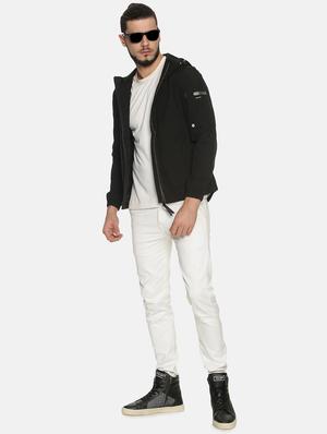 black solid casual jacket - 17427141 - Standard Image - 4