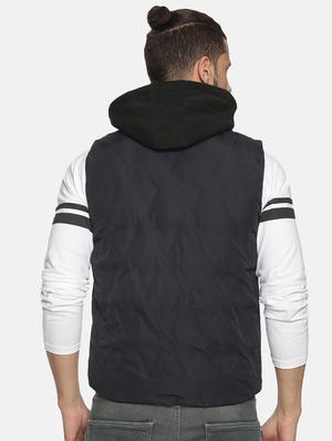navy blue solid casual jacket - 17427144 - Standard Image - 3