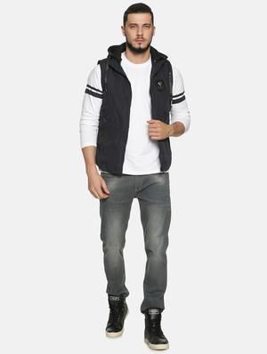 navy blue solid casual jacket - 17427144 - Standard Image - 4