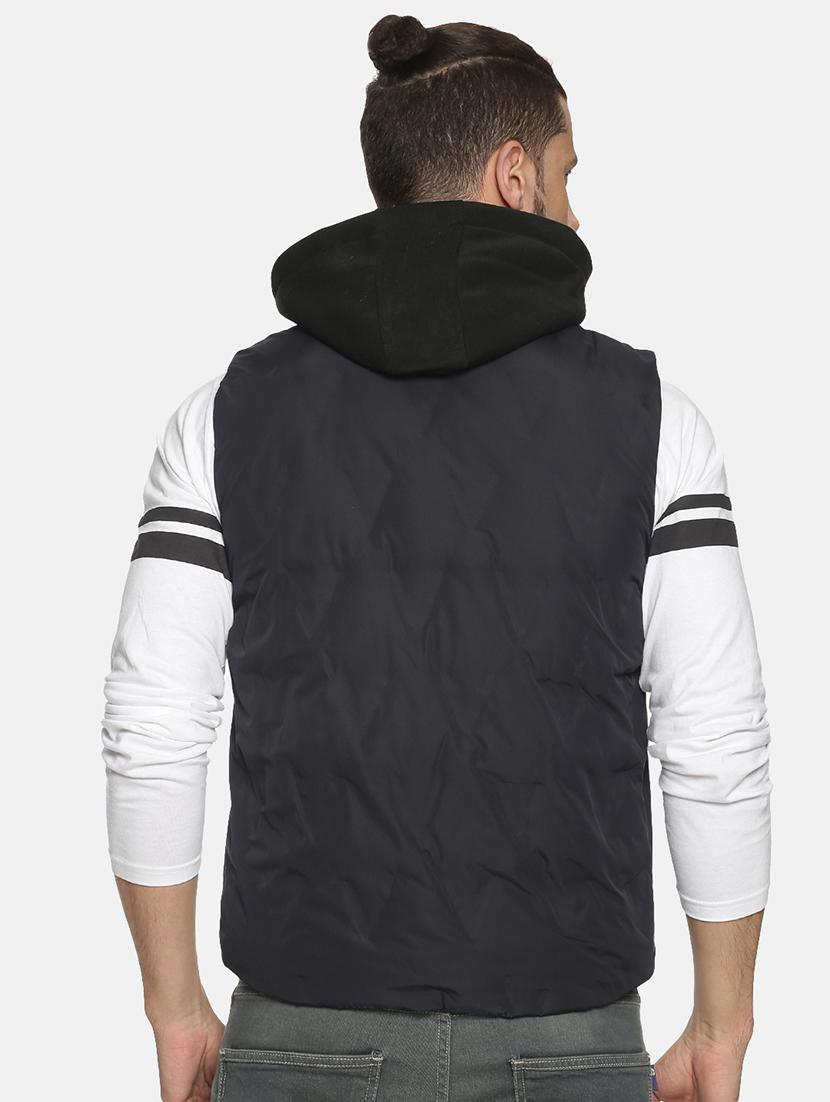 navy blue solid casual jacket - 17427144 - Zoom Image - 3