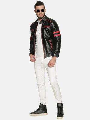 black taped pu biker jacket - 17427153 - Standard Image - 4