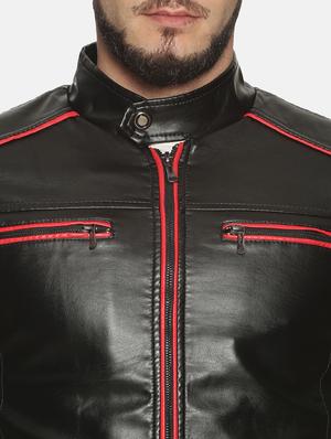 black taped pu biker jacket - 17427153 - Standard Image - 5