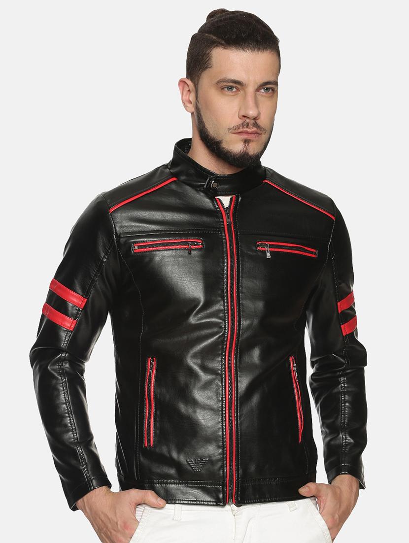 black taped pu biker jacket - 17427153 - Zoom Image - 1