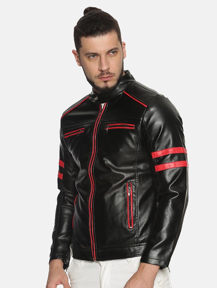 black taped pu biker jacket - 17427153 - Zoom Image - 2