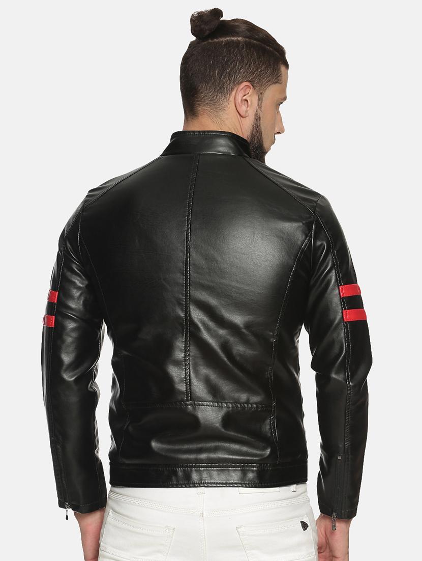 black taped pu biker jacket - 17427153 - Zoom Image - 3