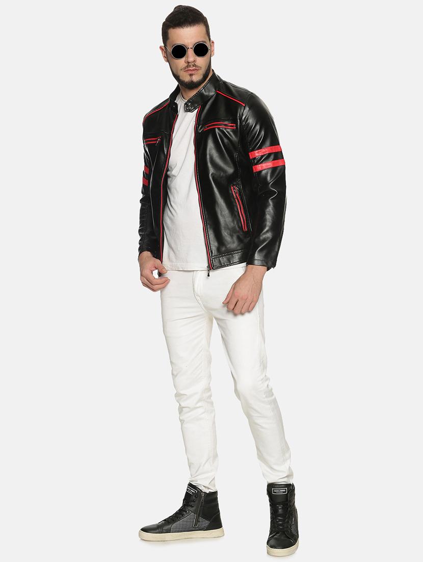 black taped pu biker jacket - 17427153 - Zoom Image - 4